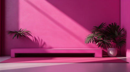 Magenta space with natural shadows. Perfect place for product. Demonstrating Viva Magenta , Generate AIの素材