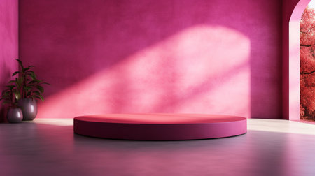 Magenta space with natural shadows. Perfect place for product. Demonstrating Viva Magenta , Generate AIの素材