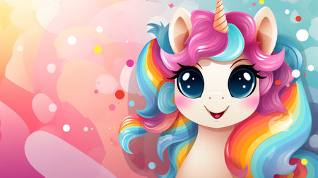 Cartoon couple love unicorns colorful background , Generate AIの素材