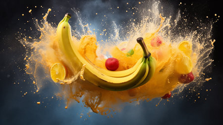Bananan fresh yellow realistic photo studio , Generate AIの素材