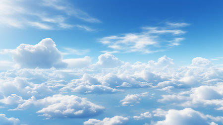 Blue sky and white clouds..blue back ground.Freshness of the new day. Bright blue background. Relaxing feeling like being in the sky , Generate AIの素材