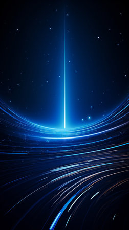 Abstract glowing circle lines on dark blue background. Geometric stripe line art design. Modern shiny blue lines, Generate AIの素材