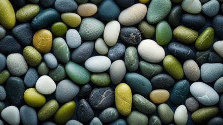 Background of green sea pebbles. Summer vacation concept , Generate AIの素材