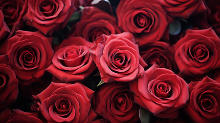Background of bright red roses close-up.Generate AIの素材