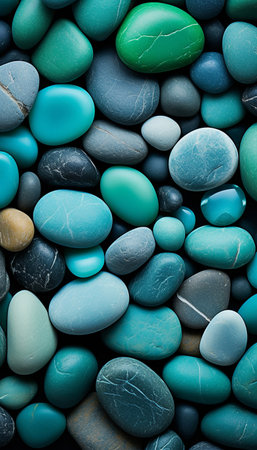 Background of green sea pebbles. Summer vacation concept , Generate AIの素材