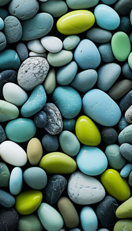 Background of green sea pebbles. Summer vacation concept , Generate AIの素材