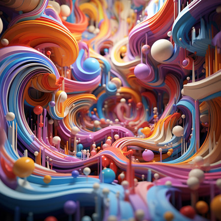 A Mesmerizing 3D Abstract Multicolor Visualization , Generate AIの素材