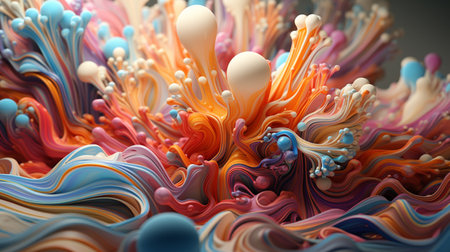 A Mesmerizing 3D Abstract Multicolor Visualization , Generate AIの素材