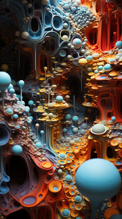 A Mesmerizing 3D Abstract Multicolor Visualization , Generate AIの素材