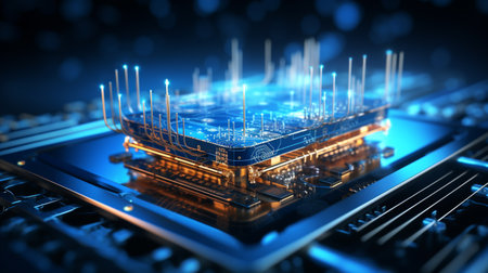 5G technology background. Digital data as digits connected each  Generate AIの素材