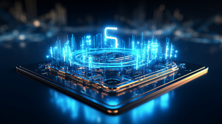 5G technology background. Digital data as digits connected each  Generate AIの素材