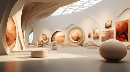 3D rendering exhibition background Generate AIの素材