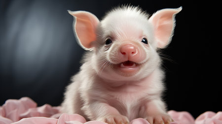 Cartoon 3d , A cute little pink pig , laughing cutely on a white background Generate AIの素材