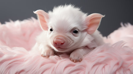 Cartoon 3d , A cute little pink pig , laughing cutely on a white background Generate AIの素材
