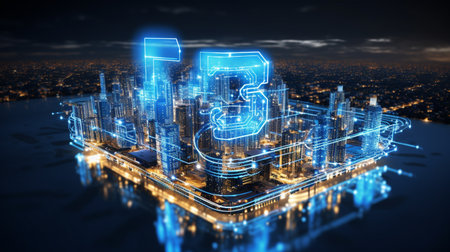5G technology background. Digital data as digits connected each  Generate AIの素材