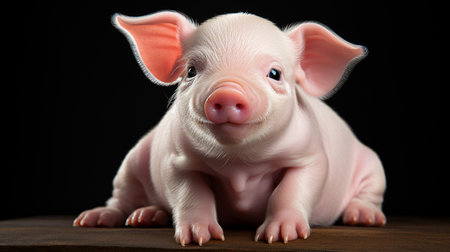 Cartoon 3d , A cute little pink pig , laughing cutely on a white background Generate AIの素材
