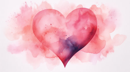 Watercolor heart. Valentines day background. Watercolor painting.の素材