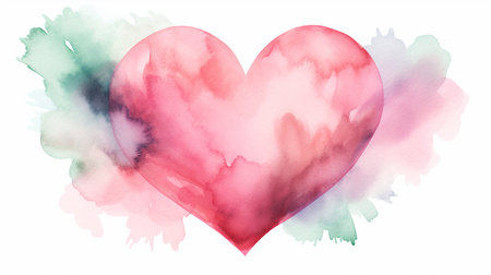 Watercolor heart. Valentines day background. Watercolor heart.の素材