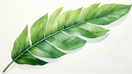 Tropical leaves isolated on white background. Hand drawn illustration.の素材