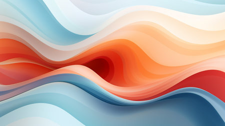 3d abstract background with wavy lines in blue and orange colorsの素材