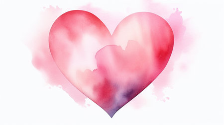 Watercolor heart. Valentine's day background. Watercolor painting.の素材