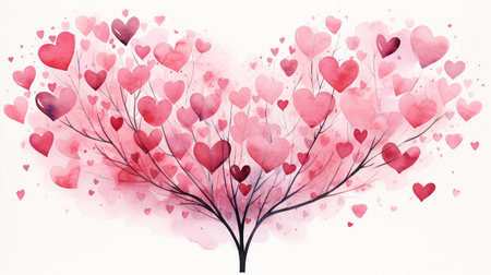 Valentine's day background with heart tree. Vector illustration.の素材