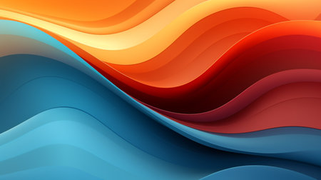 abstract background with smooth wavy lines in orange and blue colorsの素材