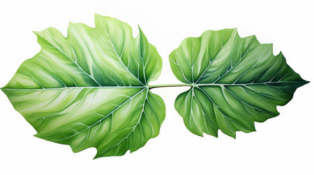 Tropical green leaves isolated on white background. Vector illustration.の素材