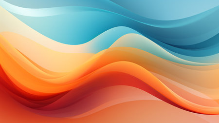 abstract background with smooth wavy lines in orange and blue colorsの素材