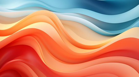 abstract background with smooth wavy lines in orange and blue colorsの素材