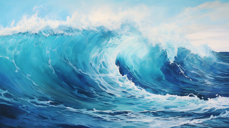 Blue ocean wave background. 3d rendering. Computer digital drawing.の素材