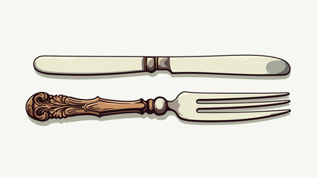 Knife and fork. Vector illustration of a knife and fork.の素材