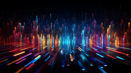 abstract colorful background with glowing lines and particles, computer generated abstract backgroundの素材