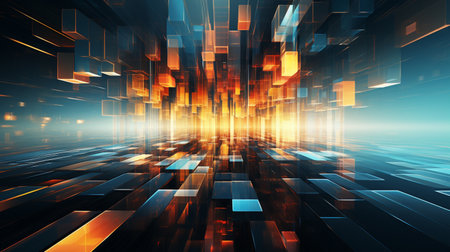 Abstract technology background, computer-generated image. Fractal artwork for creative graphic design.の素材