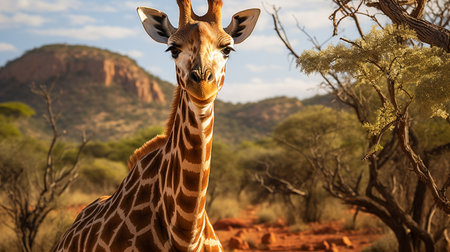 Giraffe in the Tsavo East National Park, Kenyaの素材