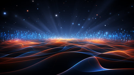 Abstract technology background with glowing lines and particles. Vector illustration. Eps 10の素材