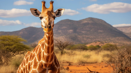 Giraffe in the Tsavo East National Park, Kenyaの素材