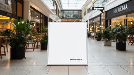 Blank white poster stand in the shopping mall. 3d renderingの素材