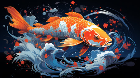 Koi fish in the water. Vector illustration for your design.の素材