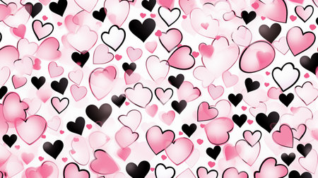 valentine's day background with pink and black hearts, vector illustrationの素材