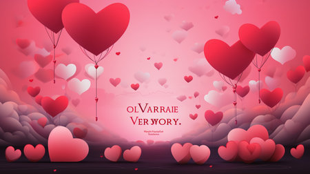 Valentines day background with hearts and balloons. Vector illustration.の素材