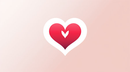 Heart shape vector illustration. Red heart symbol on light pink background.の素材