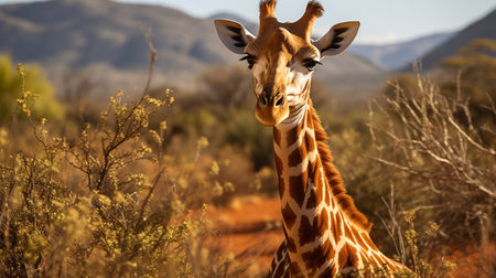 Giraffe (Giraffa camelopardalis) in Namibiaの素材