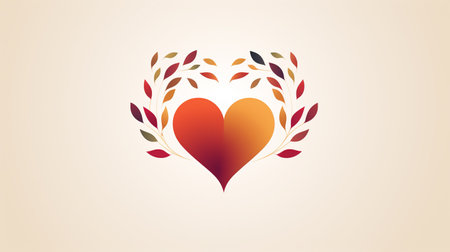Heart with leaves. Valentines day background. Love concept. Vector illustration.の素材