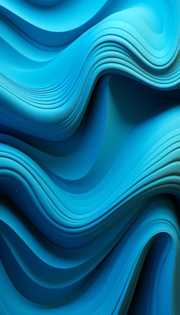 abstract blue background with smooth wavy lines in 3d illustrationの素材