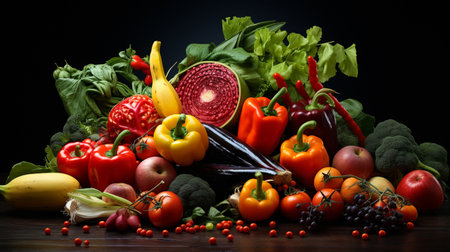 still life  Vegetables, Herbs and Fruit as ingredients in cooking.の素材
