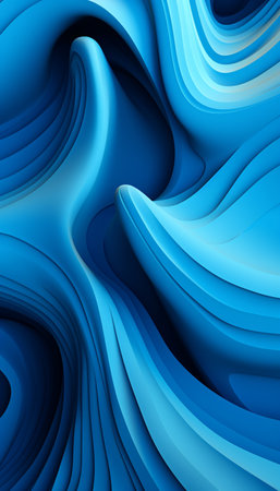 Abstract blue wavy background. 3d rendering, 3d illustration.の素材