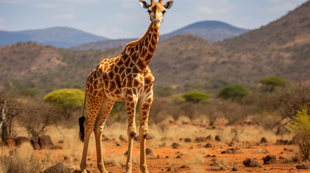 Giraffe in the Tsavo East National Park, Kenyaの素材
