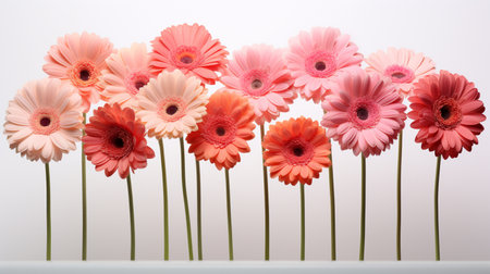 Beautiful gerbera flowers on white background, close-upの素材