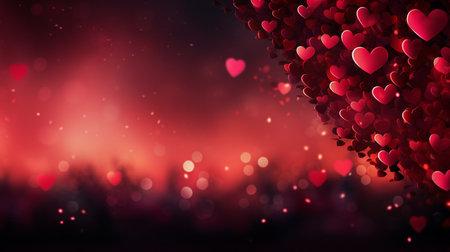 Red hearts bokeh background. Valentine's day concept. 3D Renderingの素材